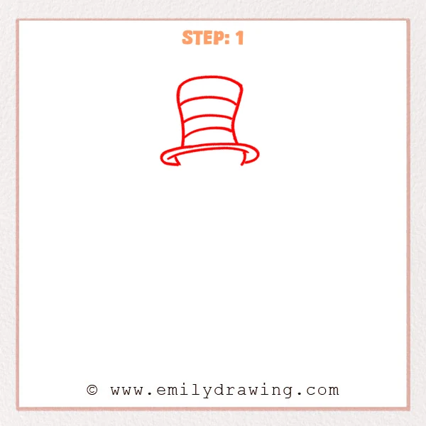 how to draw a cat in the hat - Step 1